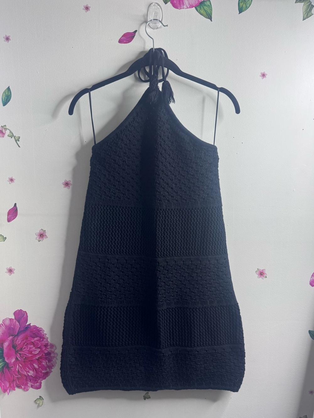 Old Navy Black Crochet Halter Dress